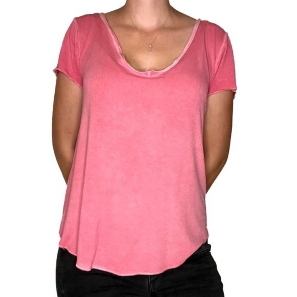 Rue 21 Peach V-neck‎ Short Sleeve Blouse